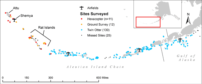 map showing 2014 survey sites