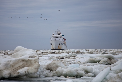 McArthur II at ice edge in Bering Sea