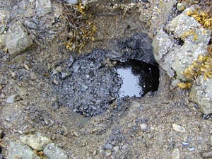 Photo of a pit with heavy oil residue