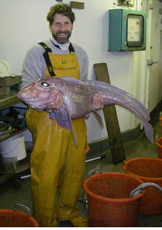Gerald Hoff holding a large ratfish