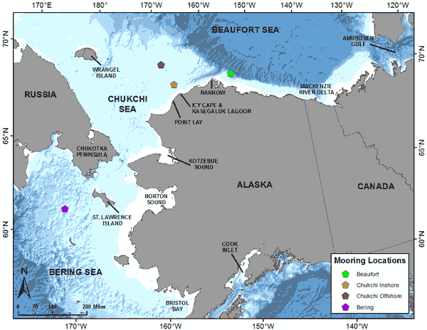 map of alaska arctic w/mooring locations