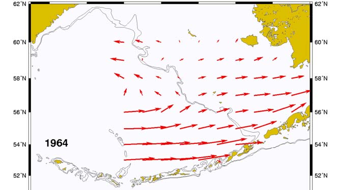 map of surface currents for April 1964