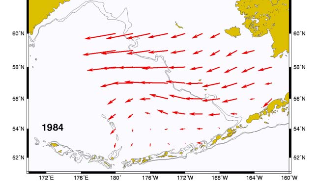 map of surface currents for April 1984